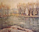 End of Winter - The Boathouse on the Harlem River, New York by Ernest Lawson